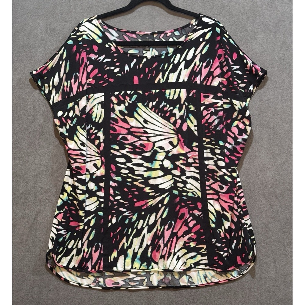 2X Worthington Top Blouse Butterfly Garden Fairy Work Goth Boho Hippie Whimsy